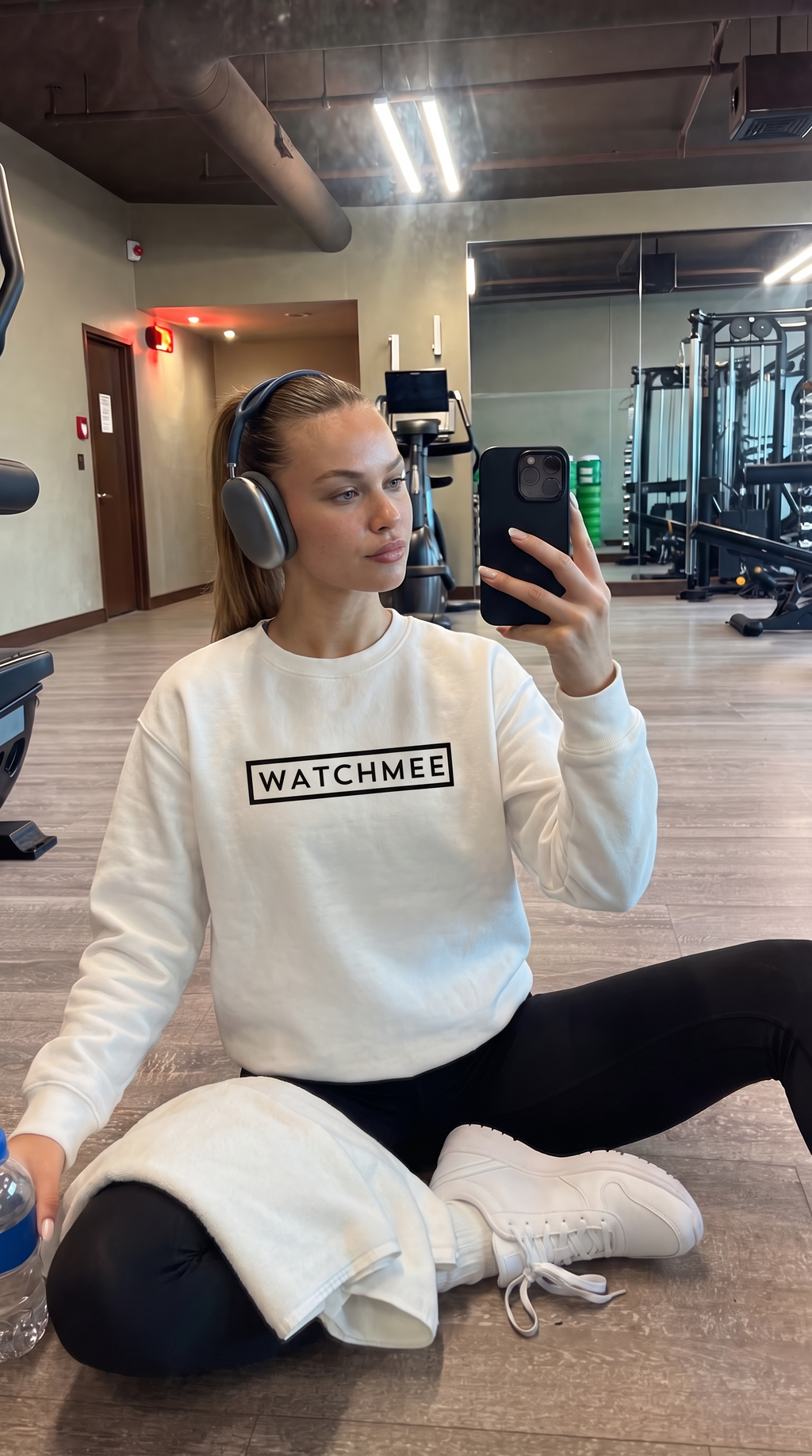 WATCHMEE™ Large Logo Unisex Fleece Sweatshirt - White