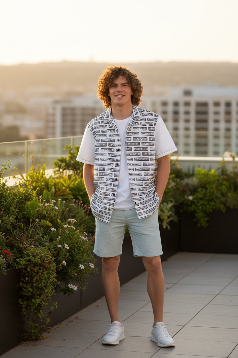 WATCHMEE Layered Logo Unisex Button Shirt